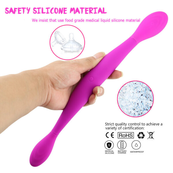 double head vibrator,double shock vibrator,G-Spot clitoris stimulator,double-ended vibrators,double shock vibrator for female,G-Spot clitoral massage stick,G-Spot vibrator