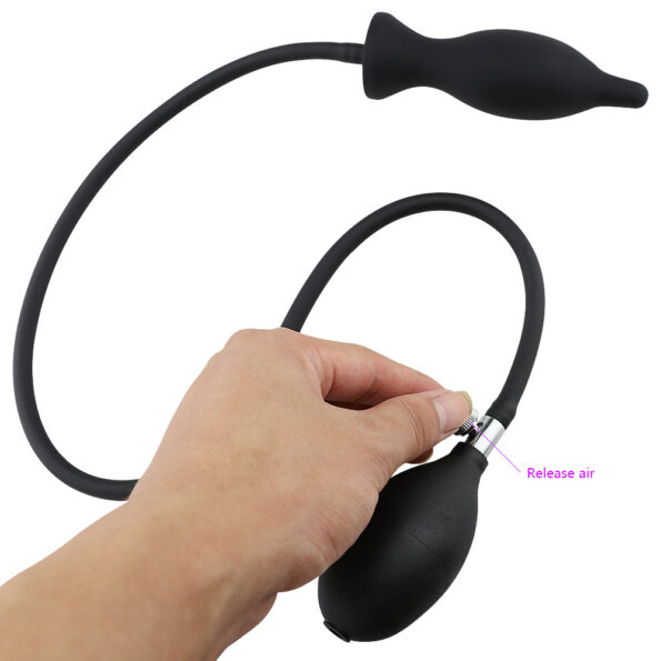 Oversized Silicone Anal Butt Plug Inflatable Dilator Large Pump Black (3)