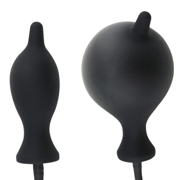 Oversized Silicone Anal Butt Plug Inflatable Dilator Large Pump Black (5)