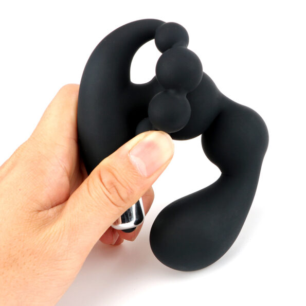 Sex Purple Anal Fantasy Ribbed Silicone Prostate Vibe With Anal Beads 1