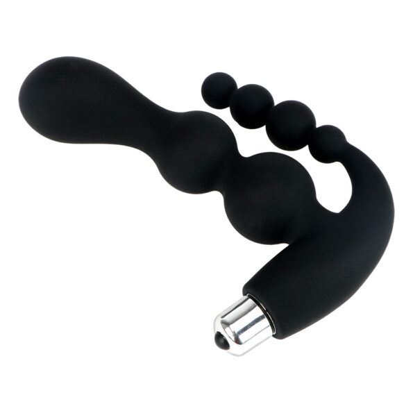 Sex Purple Anal Fantasy Ribbed Silicone Prostate Vibe With Anal Beads 2
