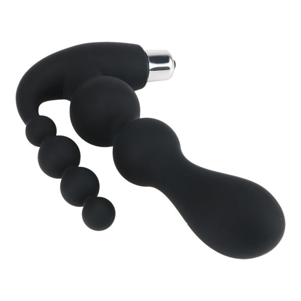 Sex Purple Anal Fantasy Ribbed Silicone Prostate Vibe With Anal Beads 3