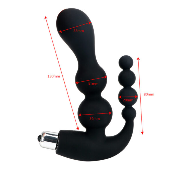 Sex Purple Anal Fantasy Ribbed Silicone Prostate Vibe With Anal Beads 4