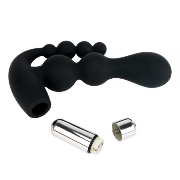 Sex Purple Anal Fantasy Ribbed Silicone Prostate Vibe With Anal Beads 5