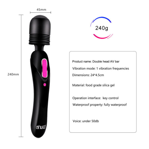 double head AV bar,bodywand multi-function full body wand massager,body wand massager,body wand vibrator,silicone Bodywand vibrator,pink body vibrator,black body vibrator