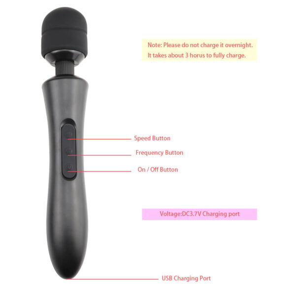 Sex Purple Bodywand Plug In Multi-Function Silicone Massager Full Body Vibrating Massagers Black 2