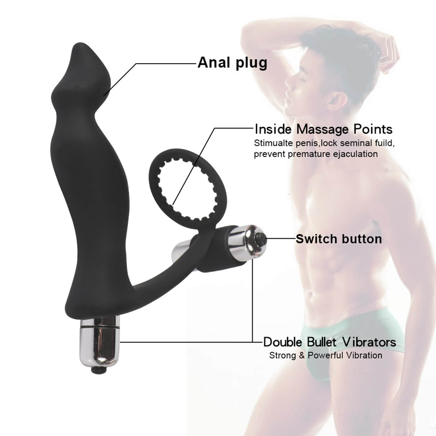 vibrator cock ring,anal stimulation vibrator,ass gasm cockring plug,ass-gasm silicone cock ring