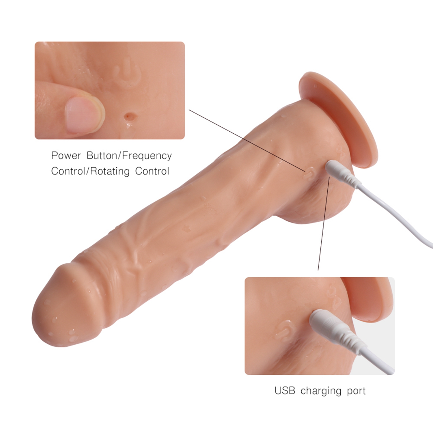 Lifelike Lover Classic Rechargeable Remote Control Dildo 7.8 Inch - Image 4