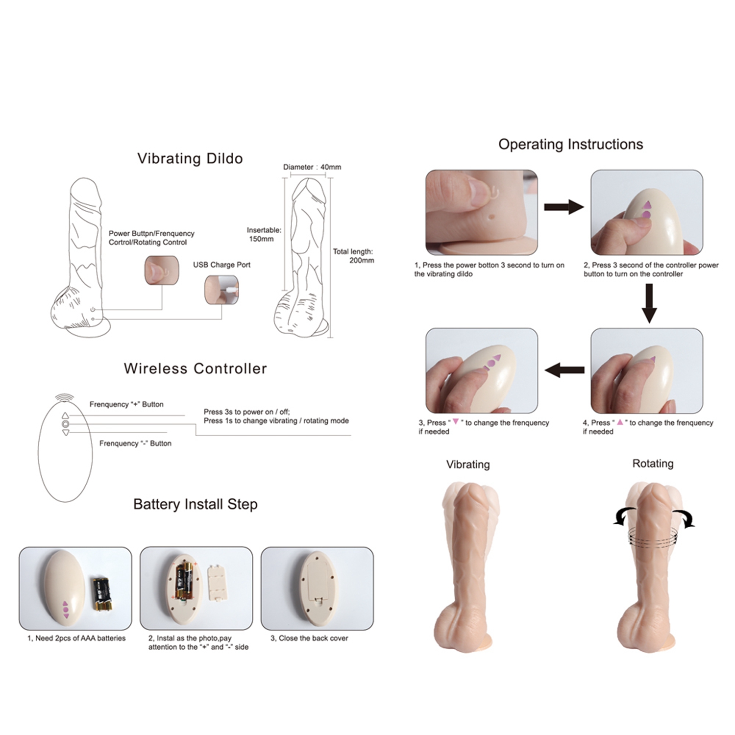 Lifelike Lover Classic Rechargeable Remote Control Dildo 7.8 Inch - Image 10