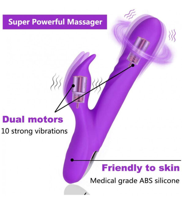 10 Vibrating Modes Dual Motors Waterproof G-Spot Rabbit Vibrator (3)
