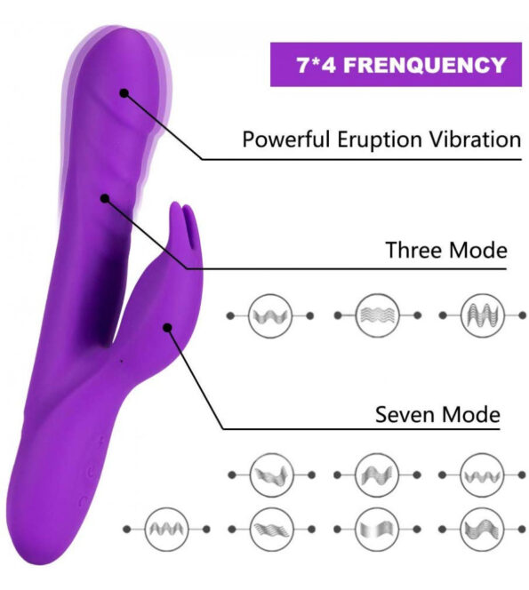 10 Vibrating Modes Dual Motors Waterproof G-Spot Rabbit Vibrator (6)