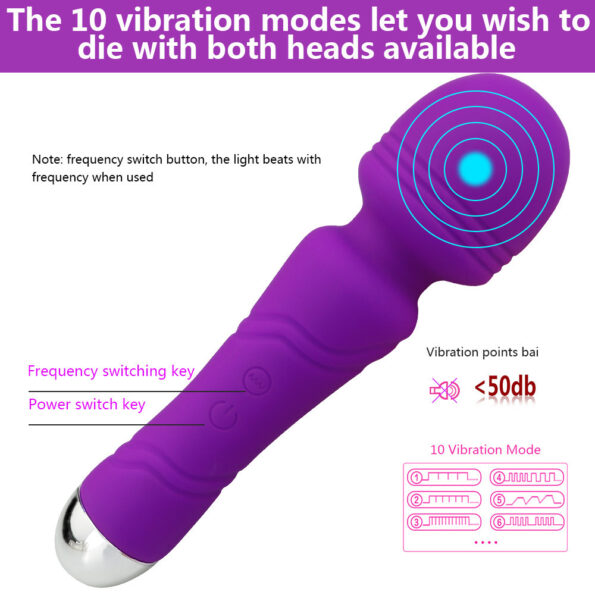 10 Frequency Vibration Mini Silicone AV Wand Massagers (10)