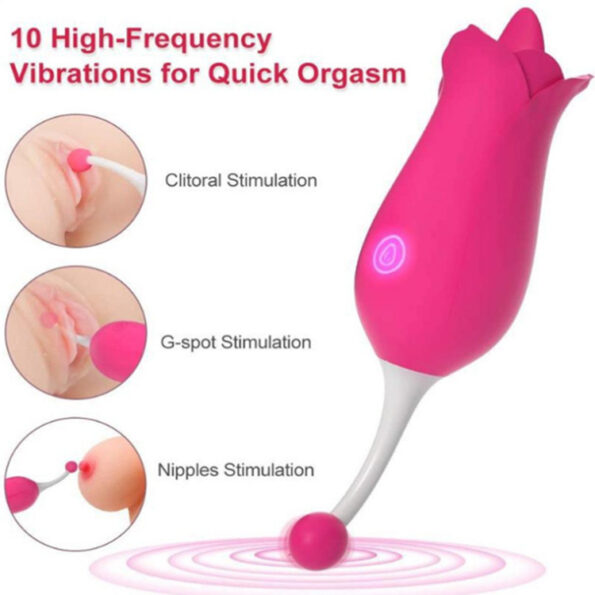 Clit Stimulator Flicking Tongue Vibrator Rose Shape (6)