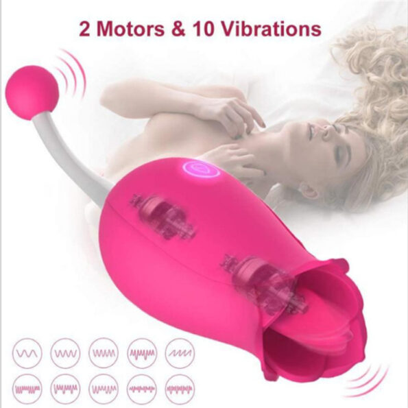 Clit Stimulator Flicking Tongue Vibrator Rose Shape (8)