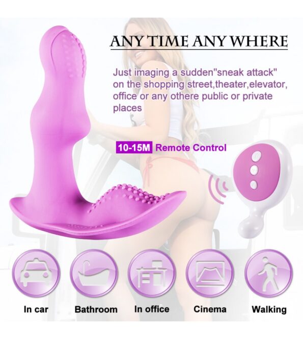 Silicone G-Spot Butterfly Remote Dildo Vibrating Wearable Vibrator (2)