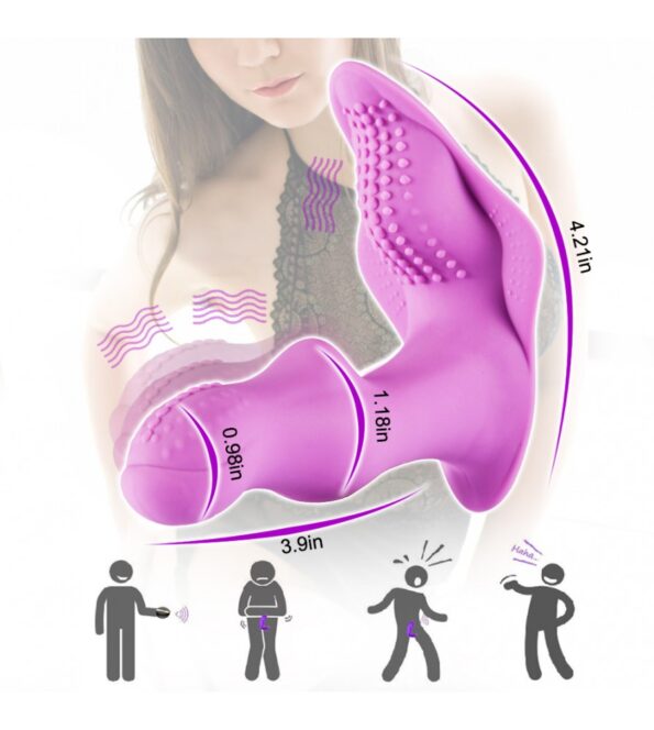 Silicone G-Spot Butterfly Remote Dildo Vibrating Wearable Vibrator (4)