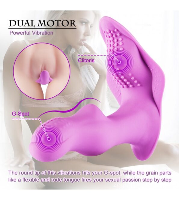 Silicone G-Spot Butterfly Remote Dildo Vibrating Wearable Vibrator (5)