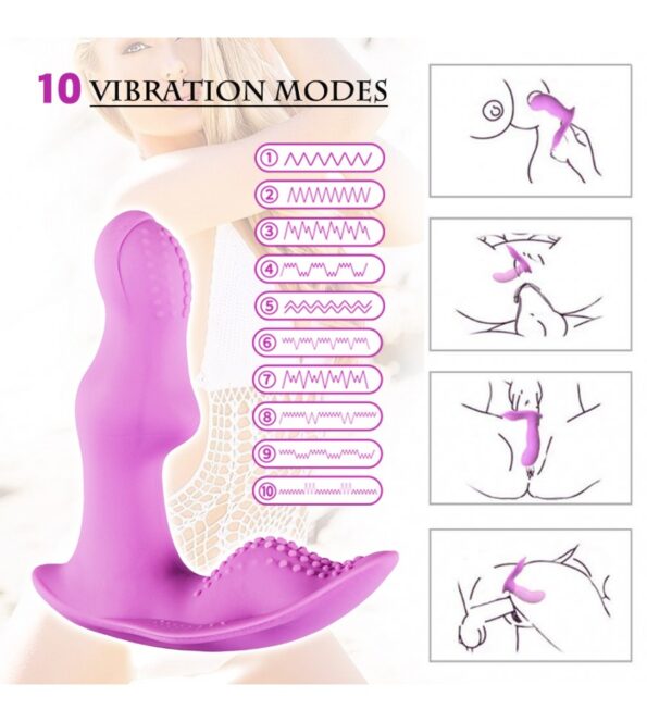 Silicone G-Spot Butterfly Remote Dildo Vibrating Wearable Vibrator (6)