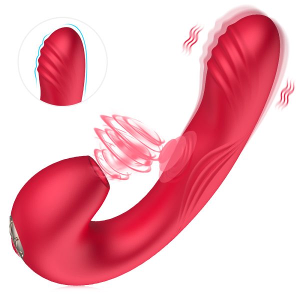Sucking g-spot vibrator with suction and vibration stimulation