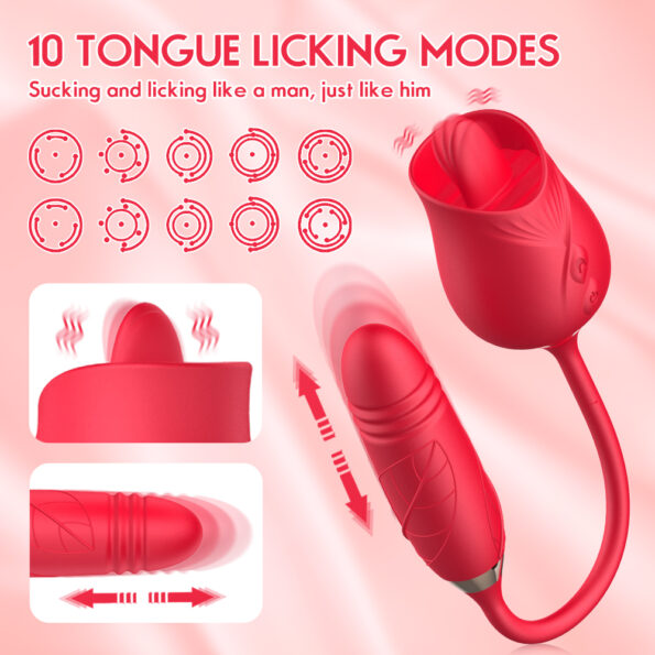 Rose 3.0 Clitoral Tongue Licking Dildo G Spot Vibrator (3)