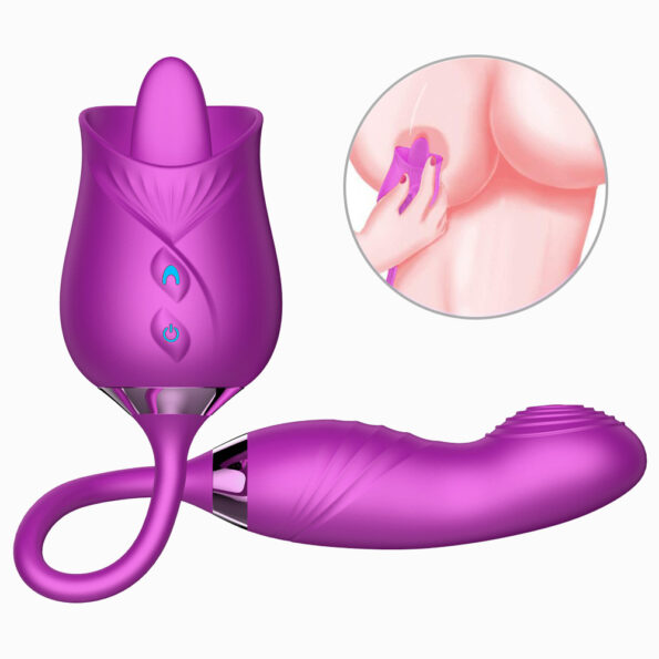 Rose 5.0 Double Heads Clitoral Licking Tongue Vibrator (1)