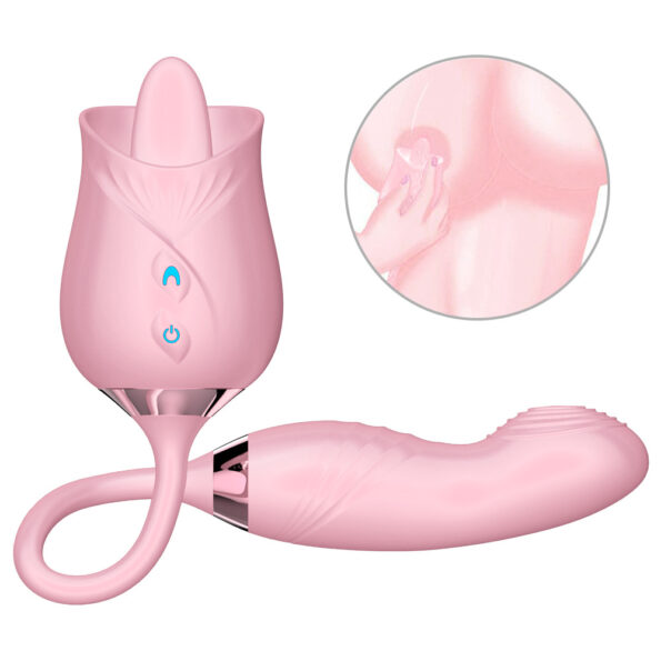 Rose 5.0 Double Heads Clitoral Licking Tongue Vibrator (2)