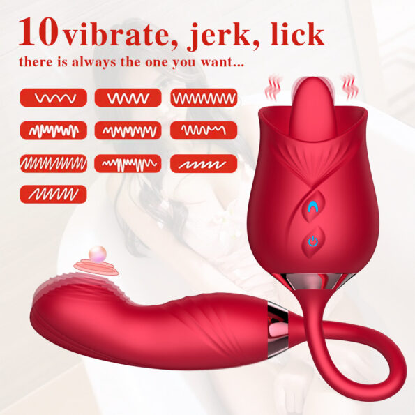 Rose 5.0 Double Heads Clitoral Licking Tongue Vibrator (4)