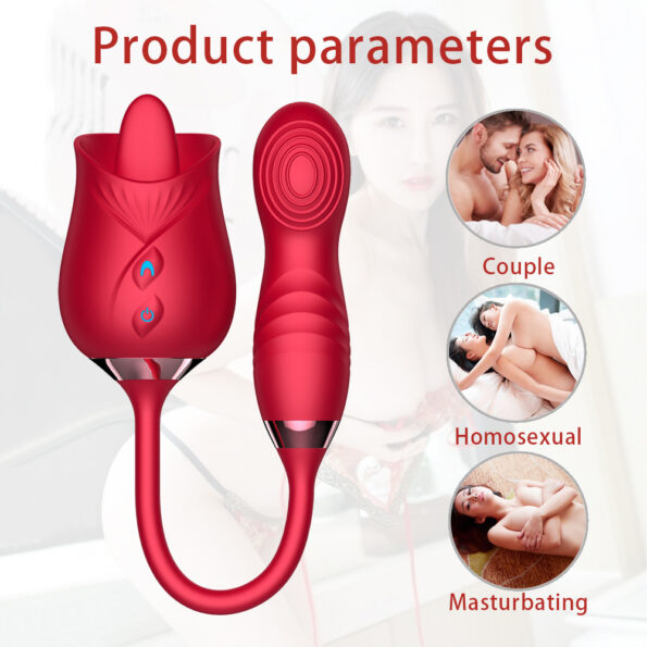 Rose 5.0 Double Heads Clitoral Licking Tongue Vibrator (5)