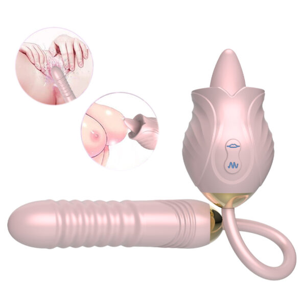 Rose 6.0 Clitoral Stimulator Thrusting Dildo Tongue Licking Vibrator (2)