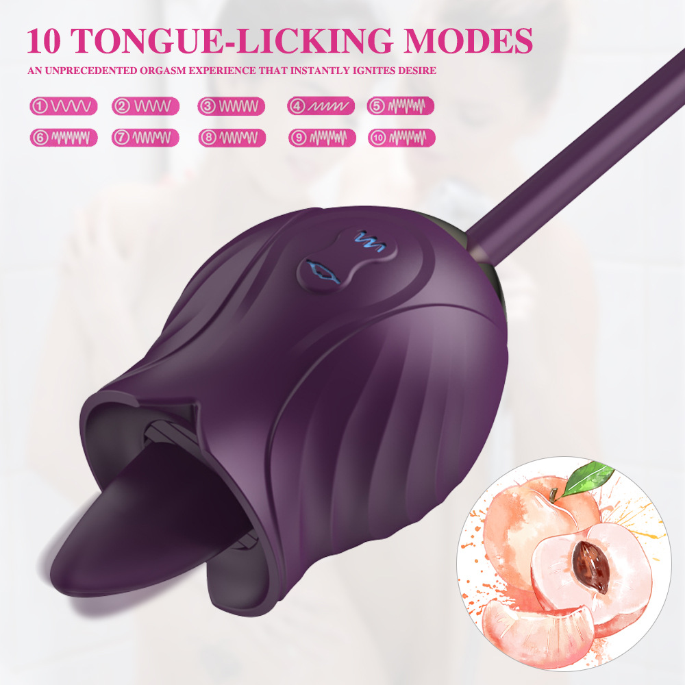 Rose 6.0 Clitoral Stimulator Thrusting Dildo Tongue Licking Vibrator (4)