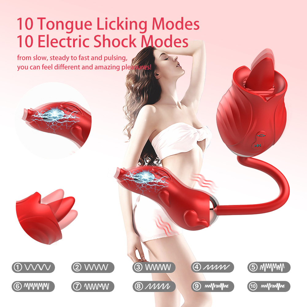 Rose 9.0 Tongue Licking Vibrator 3 in 1 G Spot Clitoral Stimulator (3)