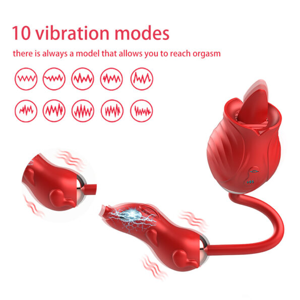 Rose 9.0 Tongue Licking Vibrator 3 in 1 G Spot Clitoral Stimulator (4)