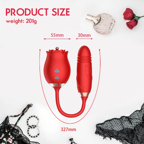 rose clitoral sucking vibrator,rose sucking vibrator,rose vibrator with dildo,rose sex toy,clitoral suction vibrator