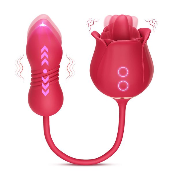 rose tongue toy,tongue licking vibrator,thrusting dildo,g spot massager,hands free vibrator,pulse thrusting vibrator