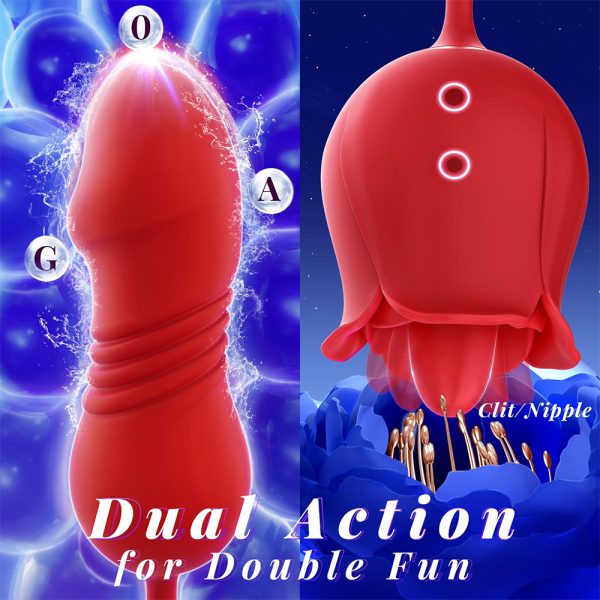 rose tongue toy,tongue licking vibrator,thrusting dildo,g spot massager,hands free vibrator,pulse thrusting vibrator