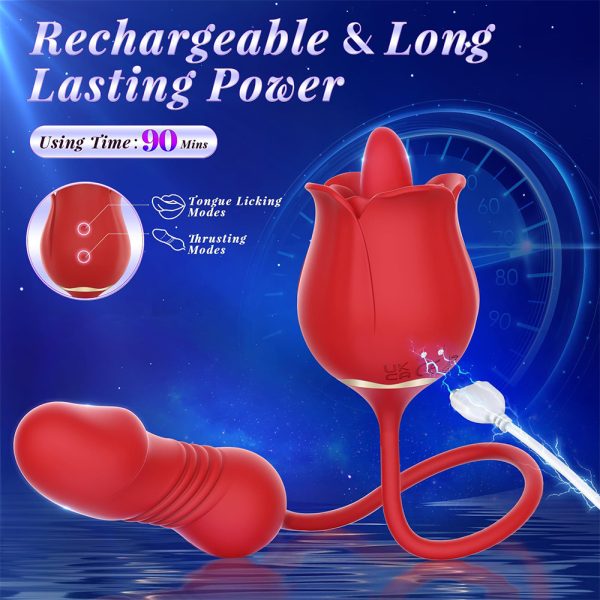 rose tongue toy,tongue licking vibrator,thrusting dildo,g spot massager,hands free vibrator,pulse thrusting vibrator