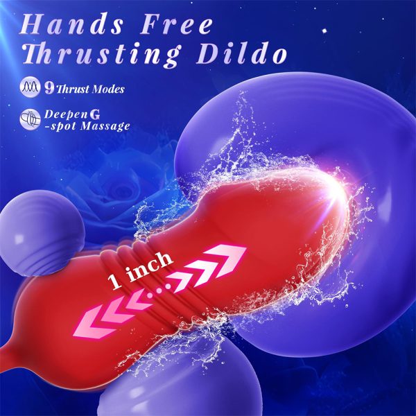 rose tongue toy,tongue licking vibrator,thrusting dildo,g spot massager,hands free vibrator,pulse thrusting vibrator